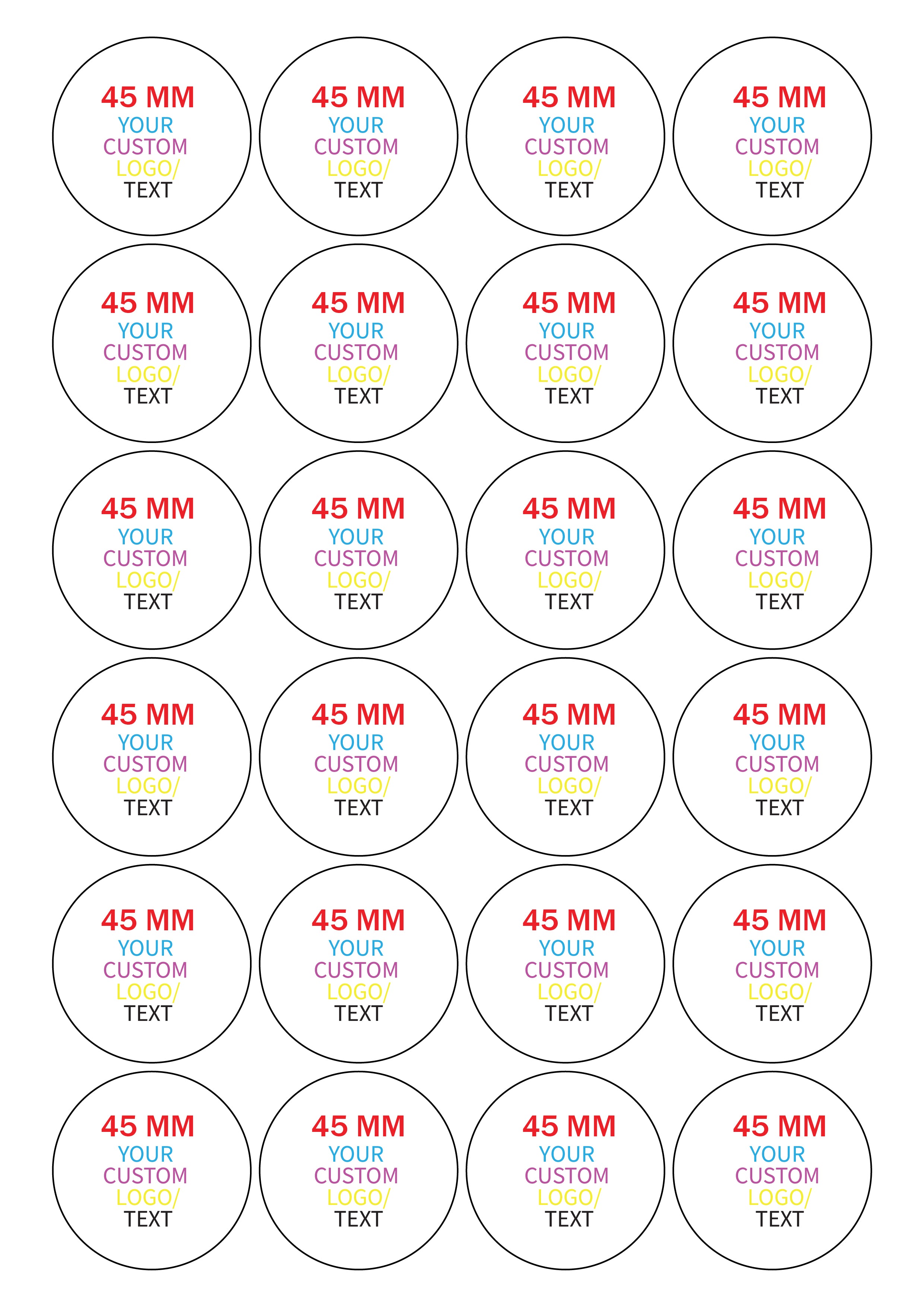 Circle shape Stickers A4  sheets.