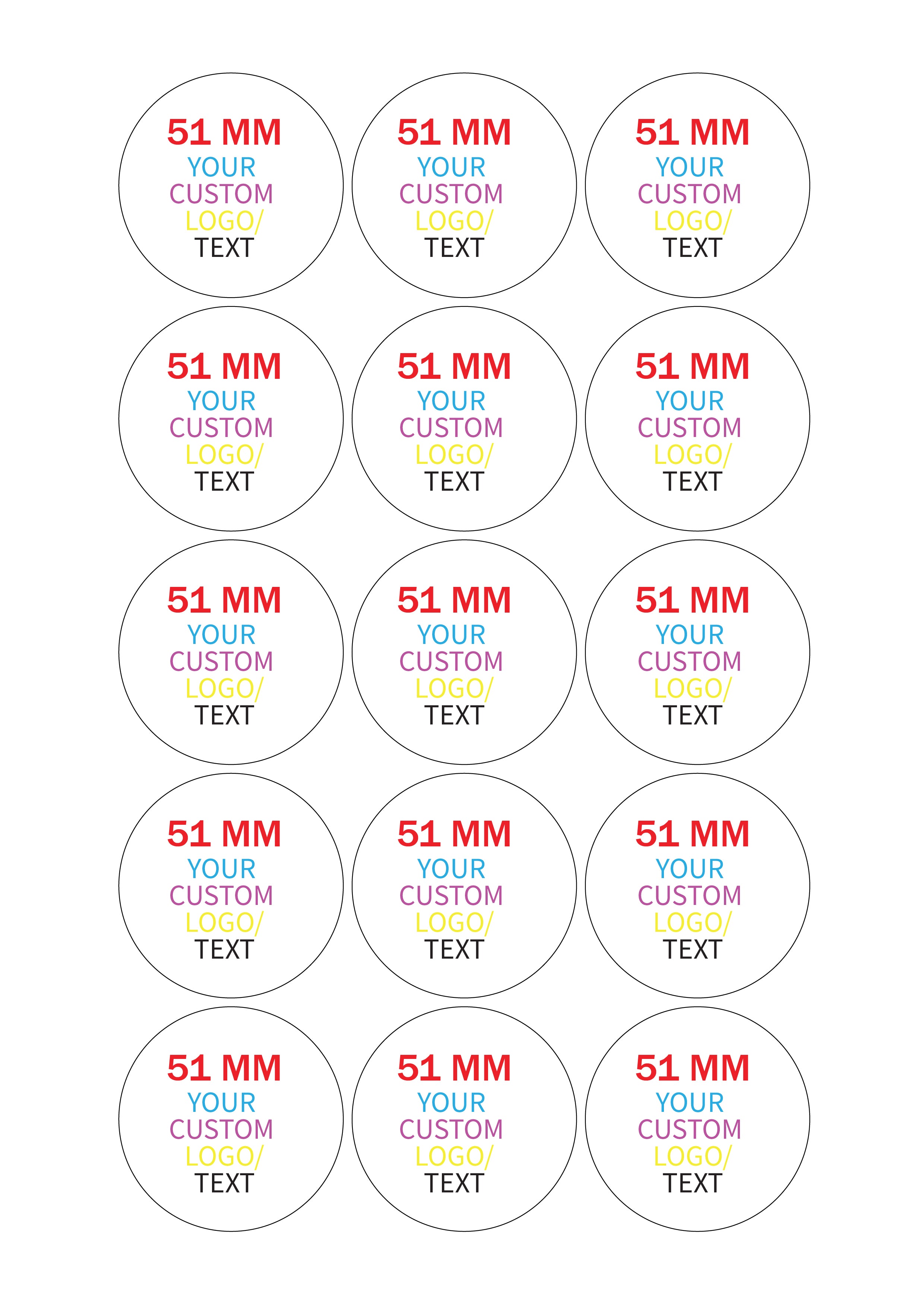 Circle shape Stickers A4  sheets.