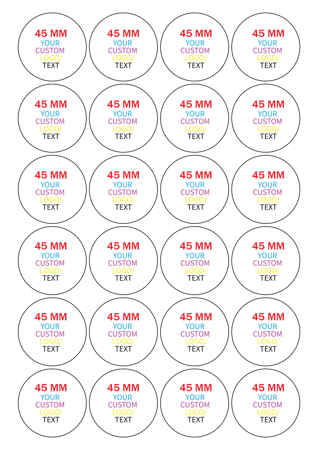 Circle shape Stickers A4  sheets.
