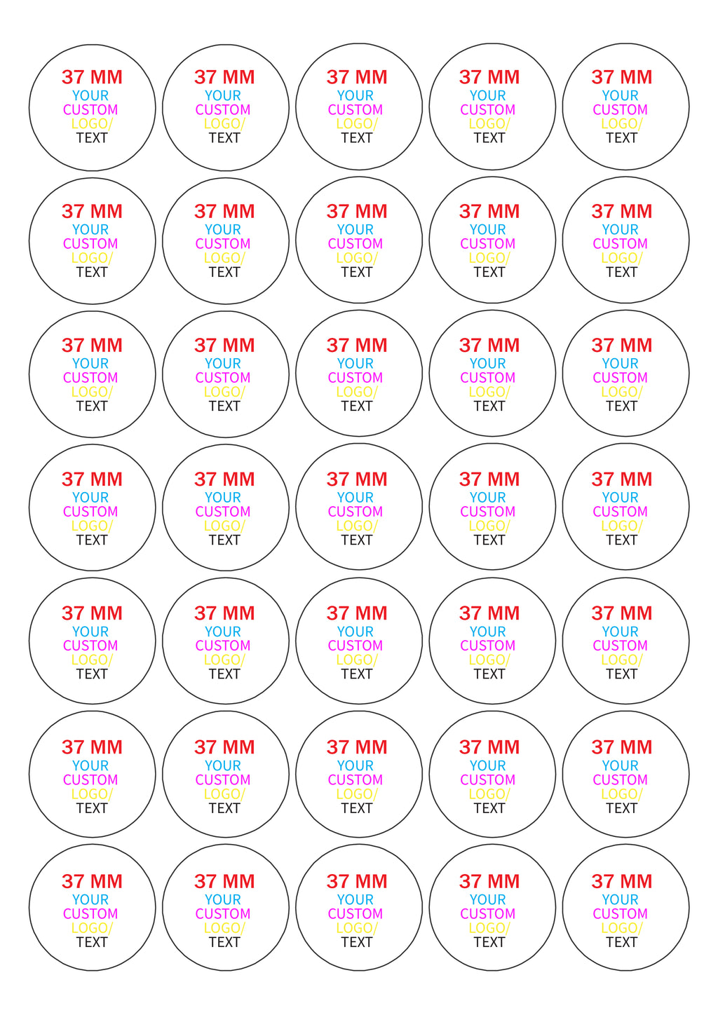 Circle shape Stickers A4  sheets.