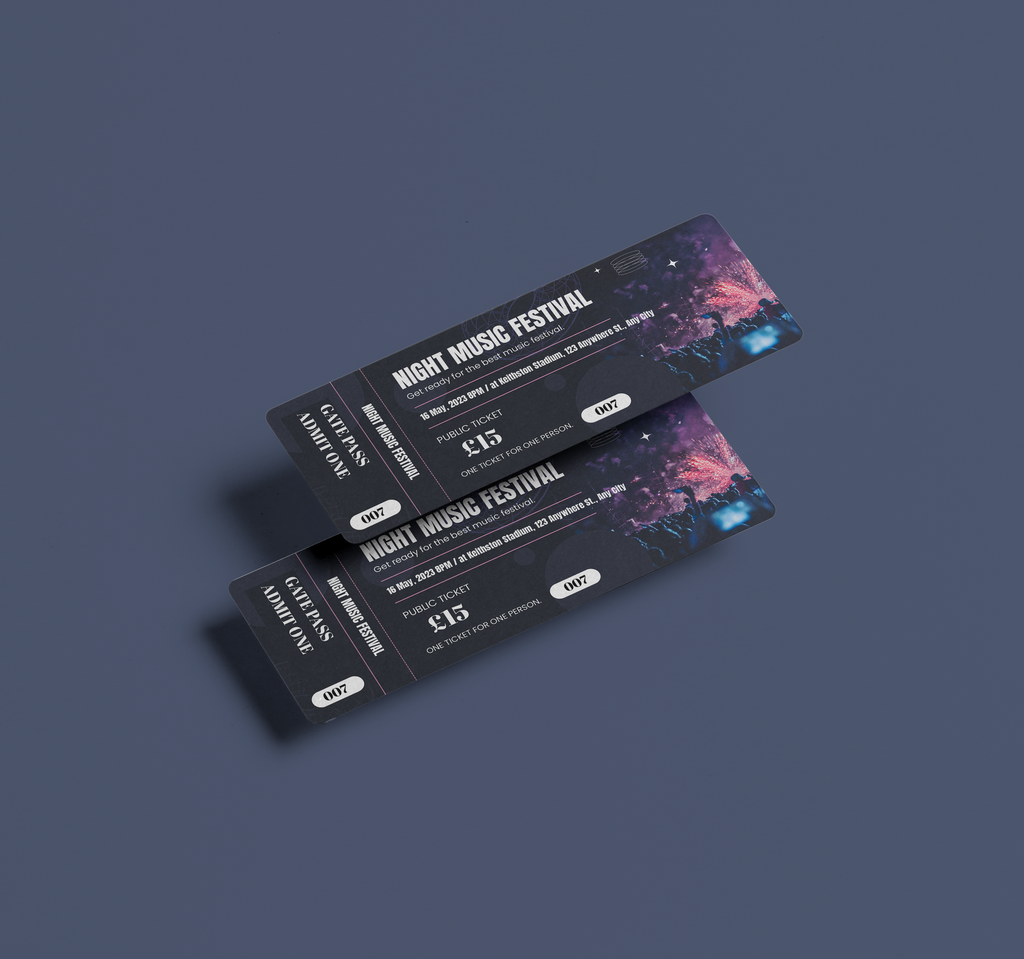 Serial numbered Personalised  Event Tickets, custom ticket printing, access control tickets